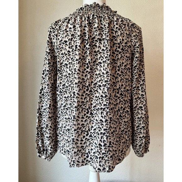 REBECCA TAYLOR $325 Leopard Cheetah 100% Silk Blouse XS Career Old Money Flowy - Picture 3 of 13